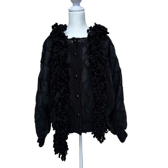 Mendoza Crespo Black Knit Jacket - Unique Design - Size Large - Picture 1 of 7